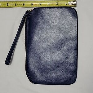 Neiman Marcus Leather - Dark Blue Wristlet Clutch Like NEW